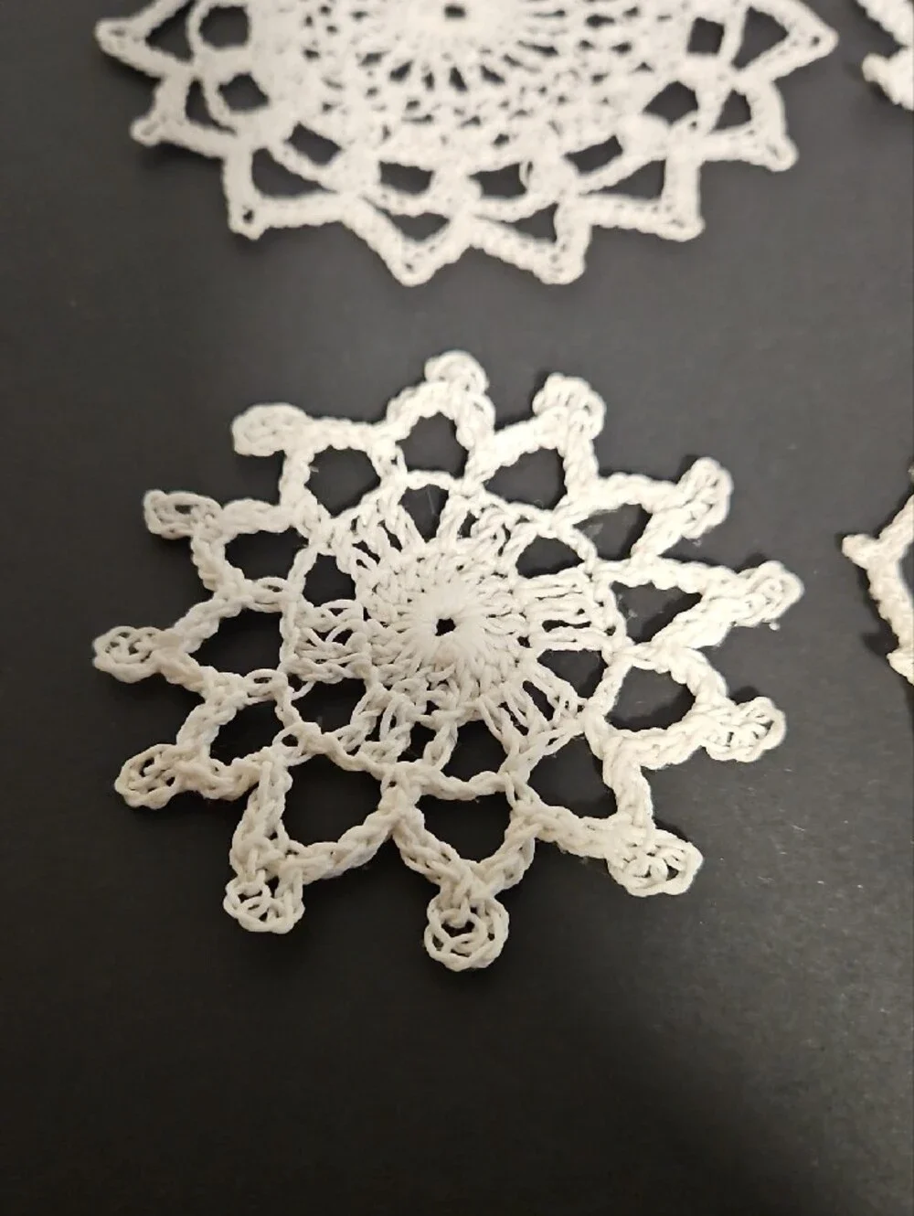 Vintage Handmade Crochet Snowflake Ornaments Set Of 9
